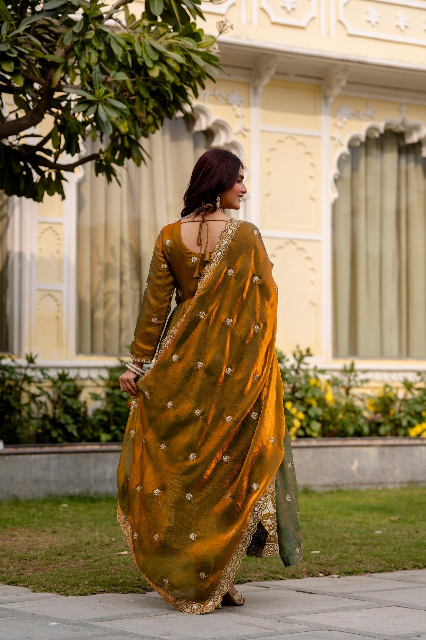 Olive Emerald Royale Anarkali Gown Set