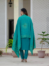 Elegant Firozi Premium Roman Silk Suit Set