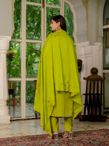 Parrot Green Marina Silk Multi Embroidered Suit Set