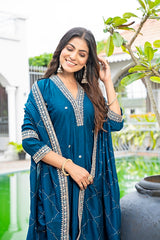 Rama Vichitra Silk Embroidered Anarkali Suit Set