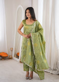 Light Green Aura Chanderi Jacquard Suit Set