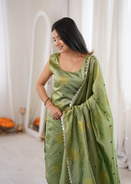 Light Green Aura Chanderi Jacquard Suit Set