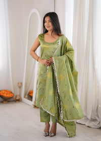 Light Green Aura Chanderi Jacquard Suit Set