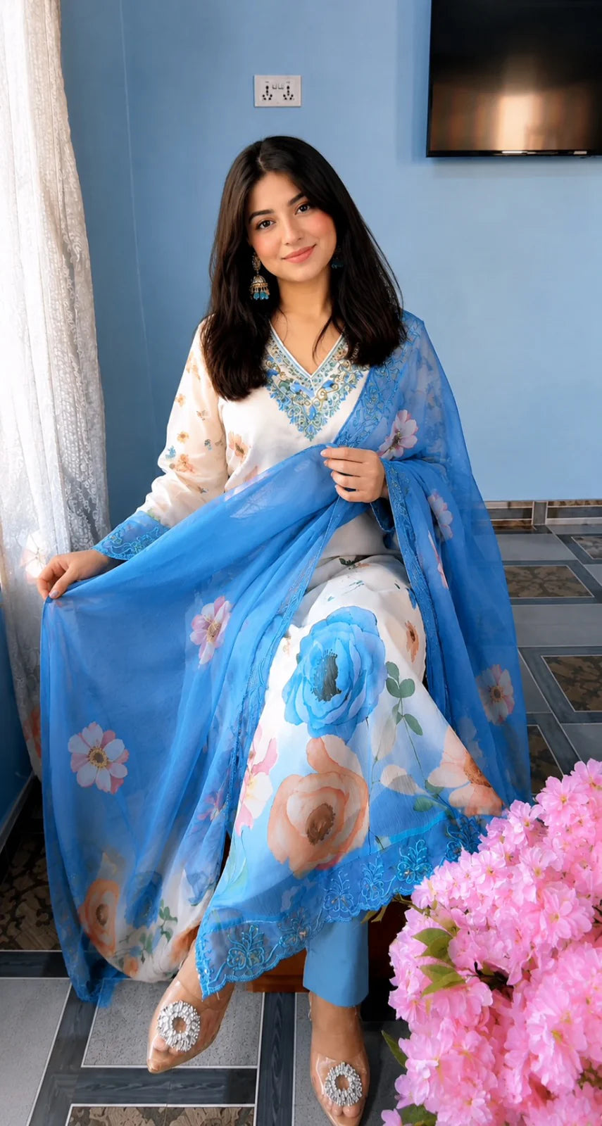 Soft Cotton Chiffon Designer 3 Piece Suit Set with Elegant Dupatta
