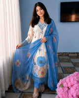 Soft Cotton Chiffon Designer 3 Piece Suit Set with Elegant Dupatta