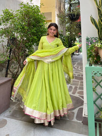 Lime Green Premium Anarkali Suit Set