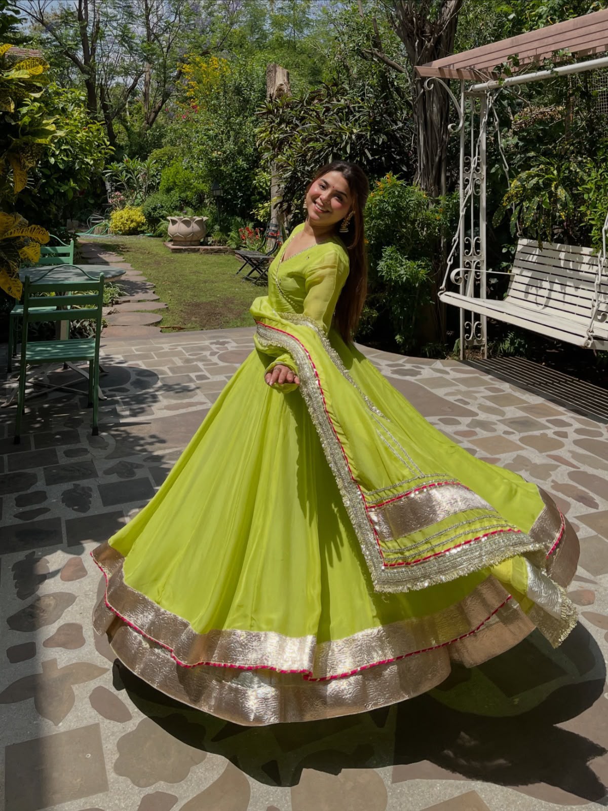 Lime Green Premium Anarkali Suit Set