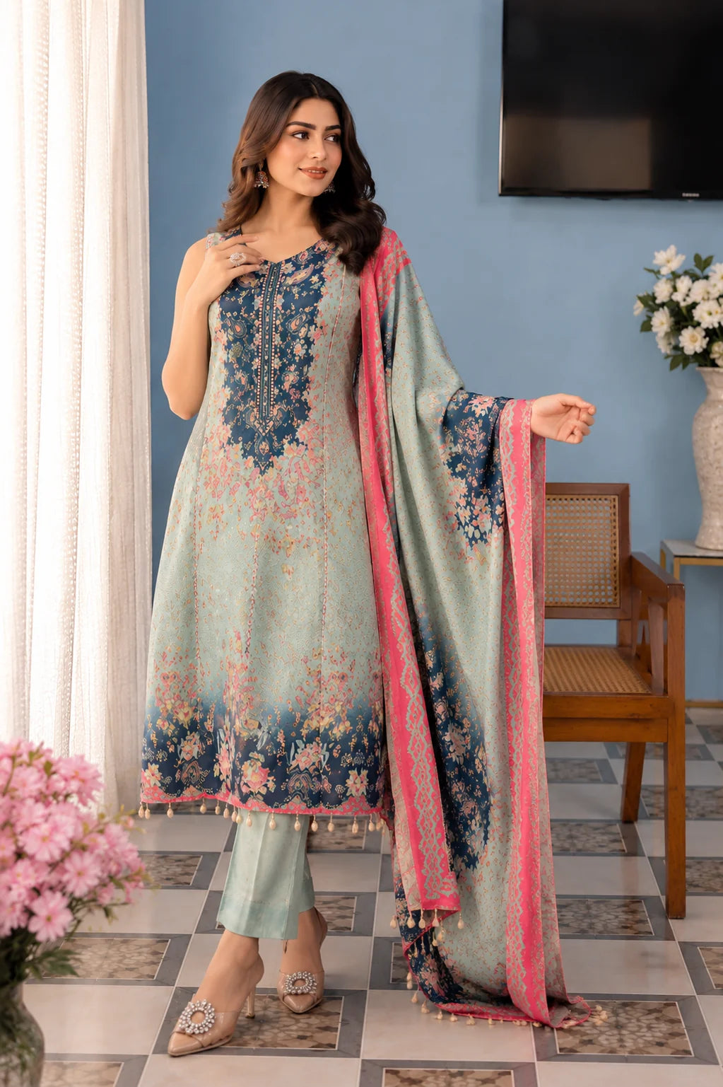 Floral Printed Straight Kurta Pant Set