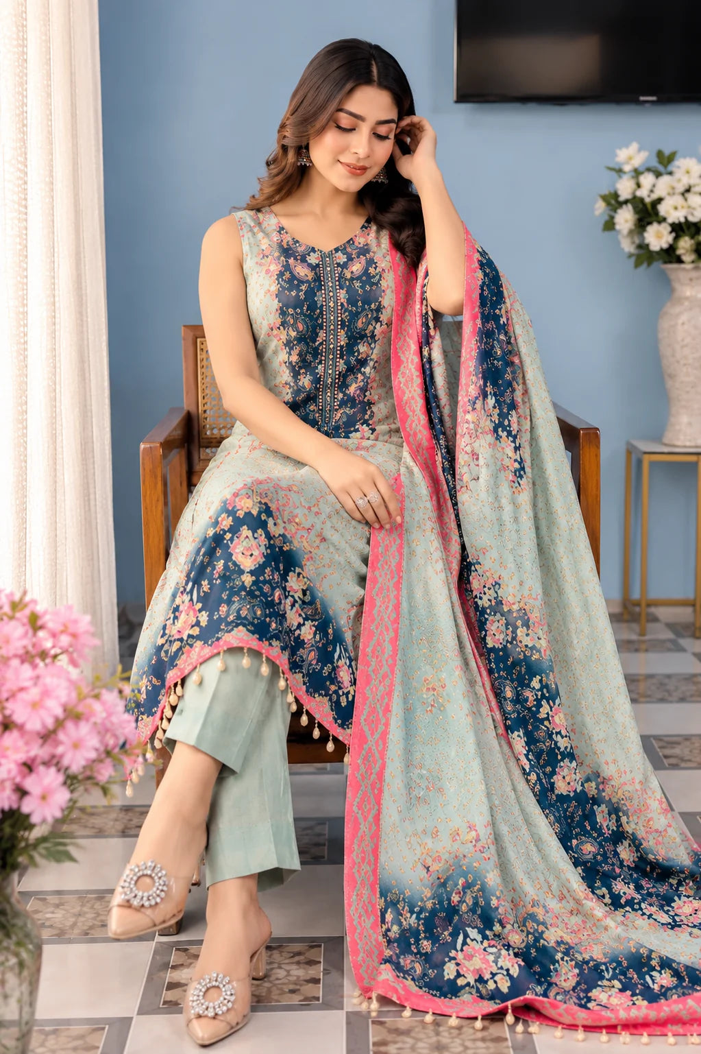 Floral Printed Straight Kurta Pant Set