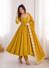 Sunshine Yellow Embroidered Anarkali Suit Set