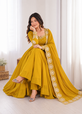 Sunshine Yellow Embroidered Anarkali Suit Set