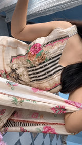 Ivory Floral Printed Muslin Kurta Pant Set