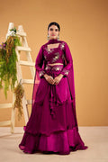 Wine Heavy Fandy Satin Lehenga Set