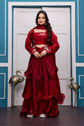 Maroon Heavy Fandy Satin Lehenga Set