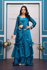 Rama Heavy Fandy Satin Lehenga Set