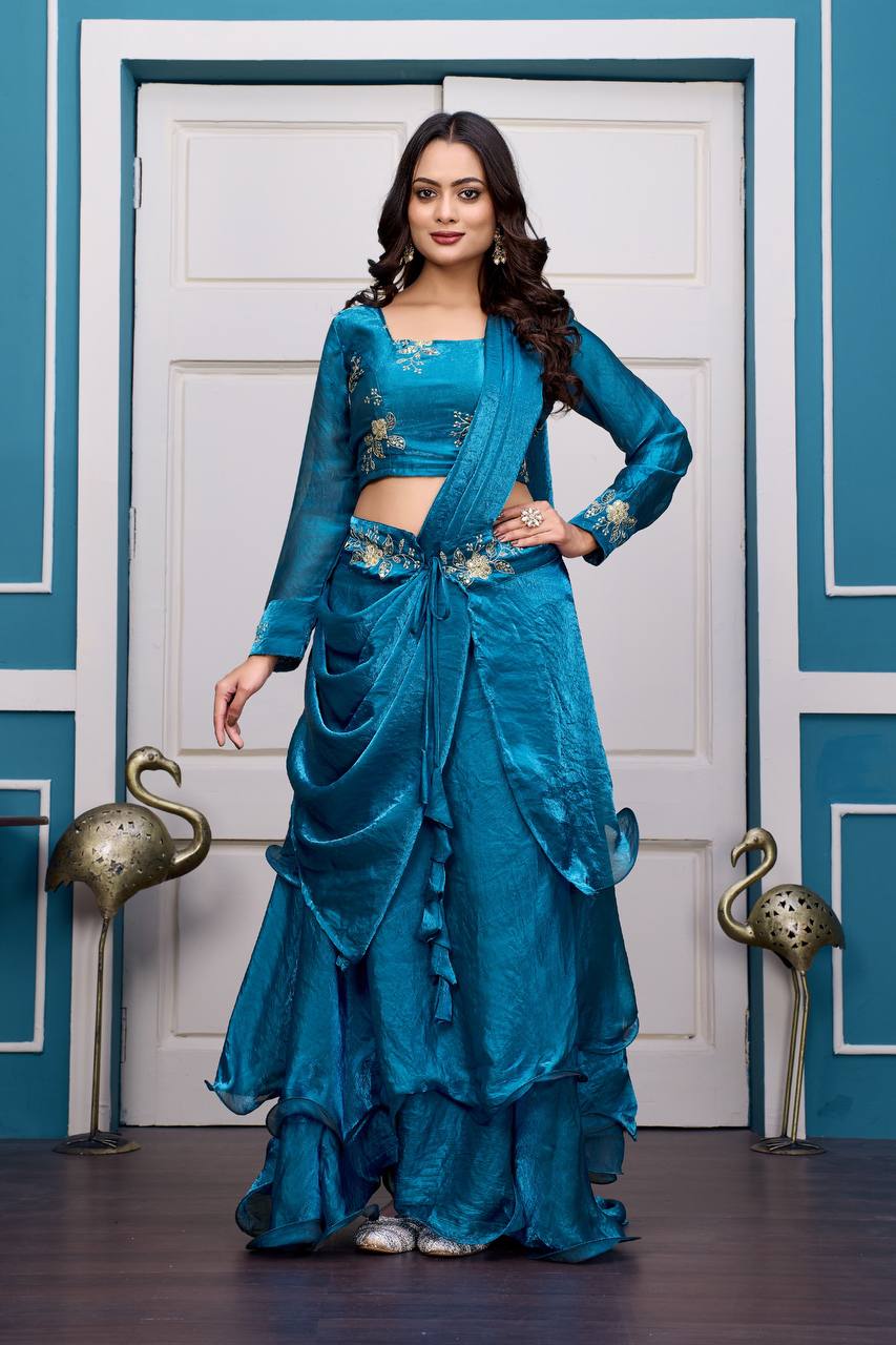 Rama Heavy Fandy Satin Lehenga Set