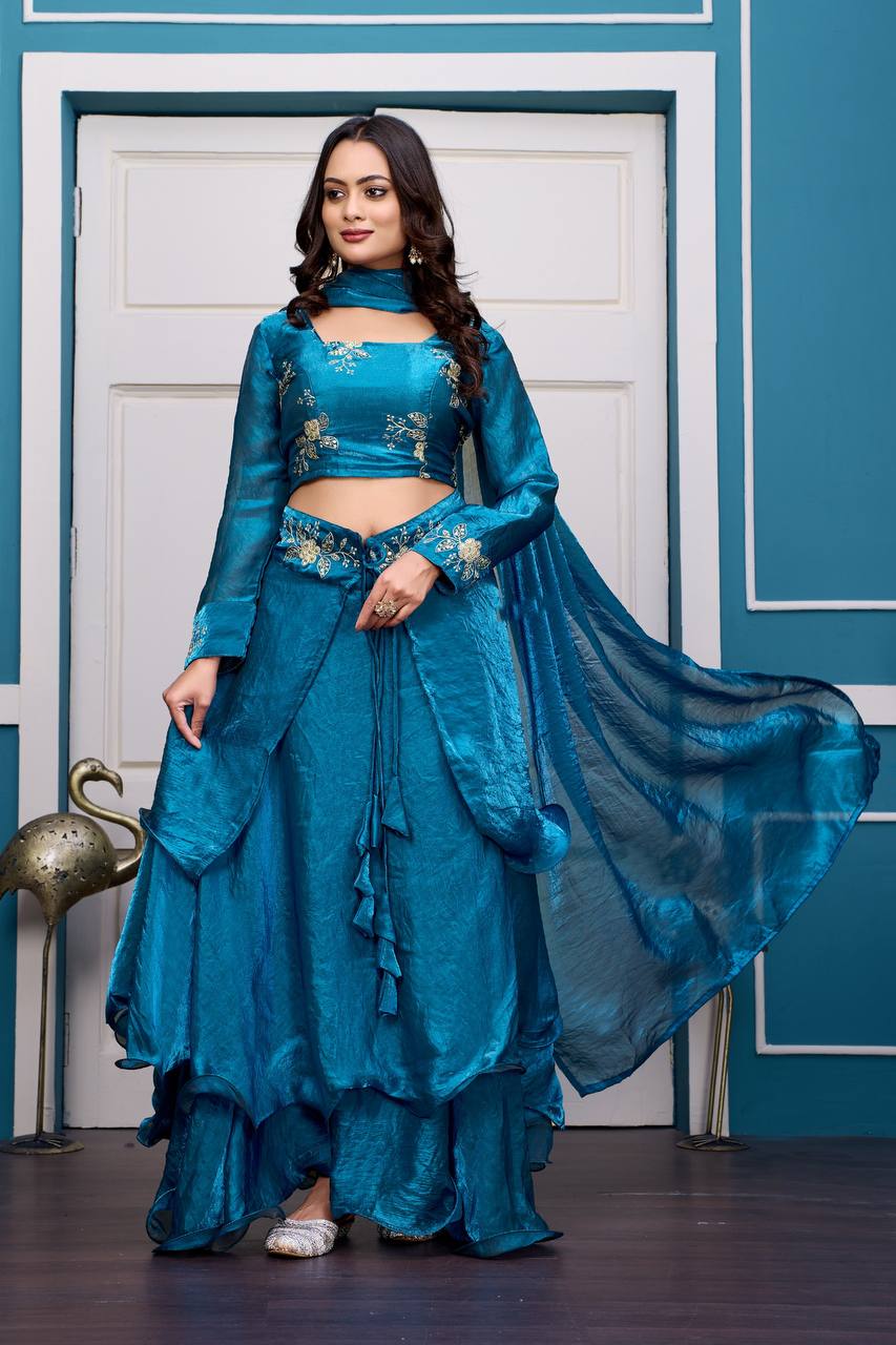 Rama Heavy Fandy Satin Lehenga Set