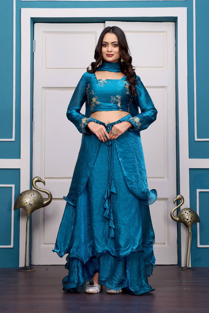 Rama Heavy Fandy Satin Lehenga Set