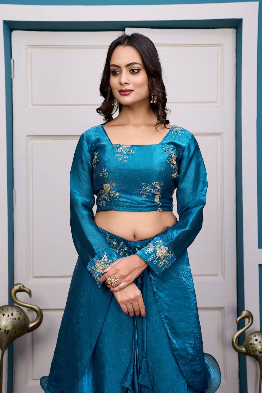 Rama Heavy Fandy Satin Lehenga Set