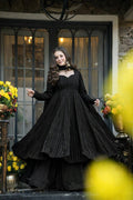 Black Faux Blooming Anarkali Sharara Suit Set
