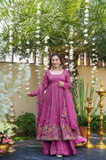 Dusty Rose Soft Crunchy Silk Anarkali Suit Set