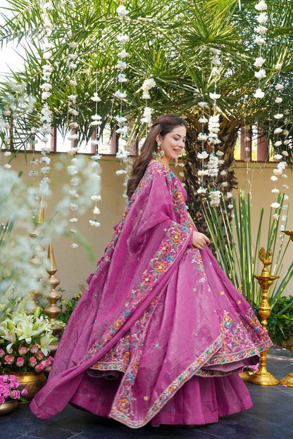 Dusty Rose Soft Crunchy Silk Anarkali Suit Set