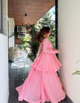Pink Faux Blooming Sharara Suit Set