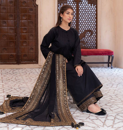 Black Embroidered Pakistani Suit Set