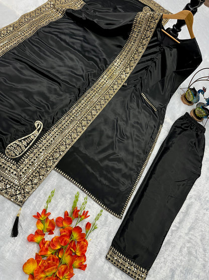 Black Embroidered Pakistani Suit Set