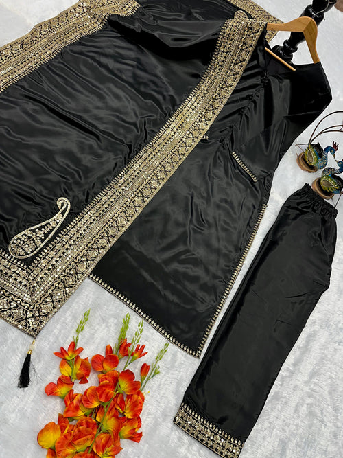 Black Embroidered Pakistani Suit Set