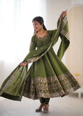 Emerald Green Embroidered Silk Kurta Set